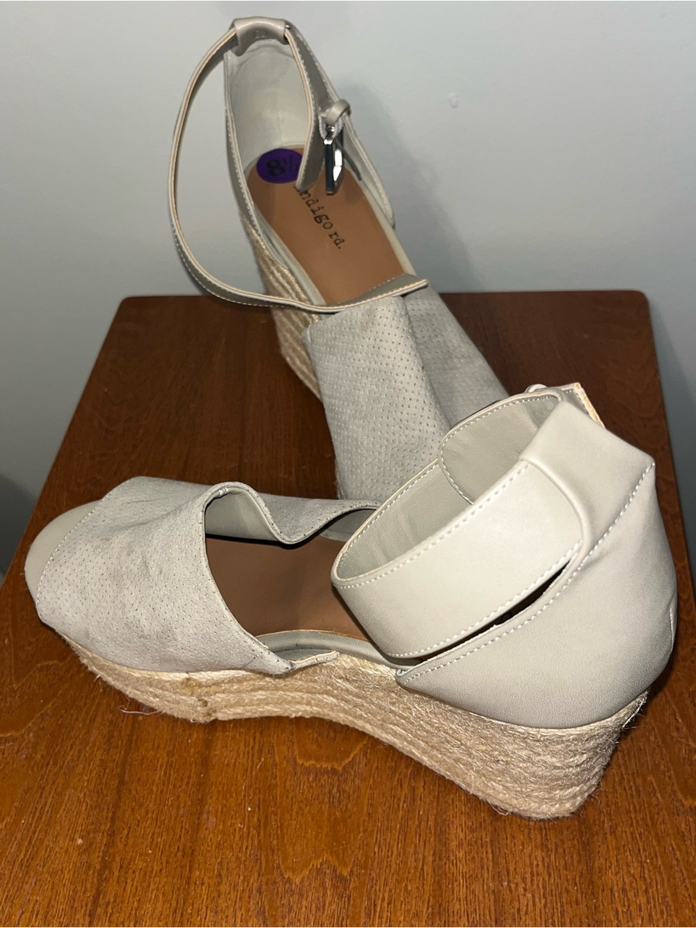 Indigo Rd. Women’s Beige Espadrille Wedge Open Toe Ankle Strap Sandals 8.5